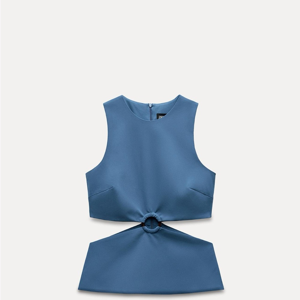 Zara Steel Blue Cutout Tank Top